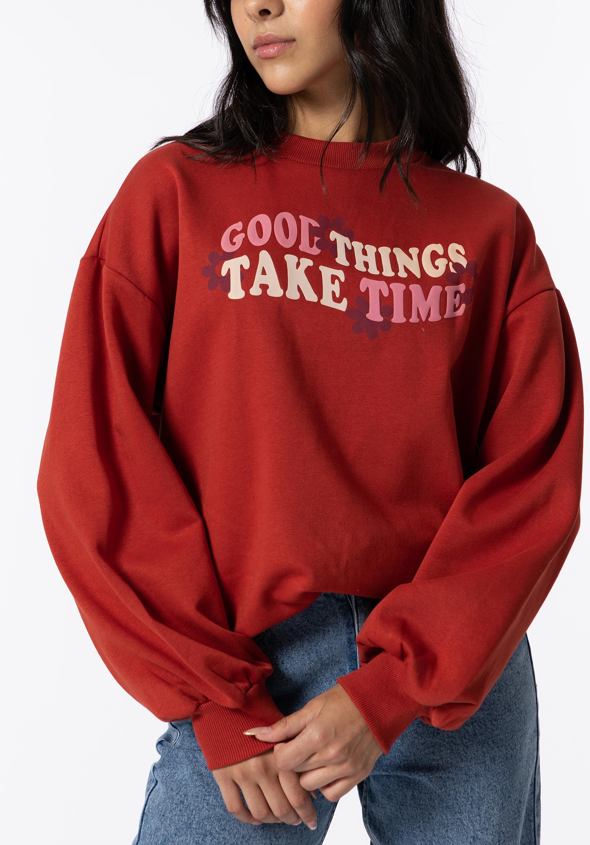 Sweatshirt Texto Frontal com Relevo