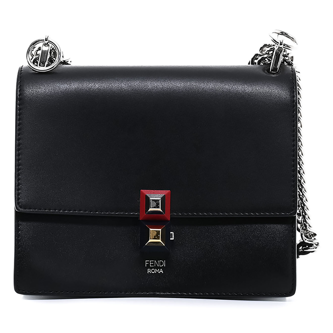 Fendi Sac bandoulière Kan I Petit en Cuir noir - Très bon état - L.18 cm