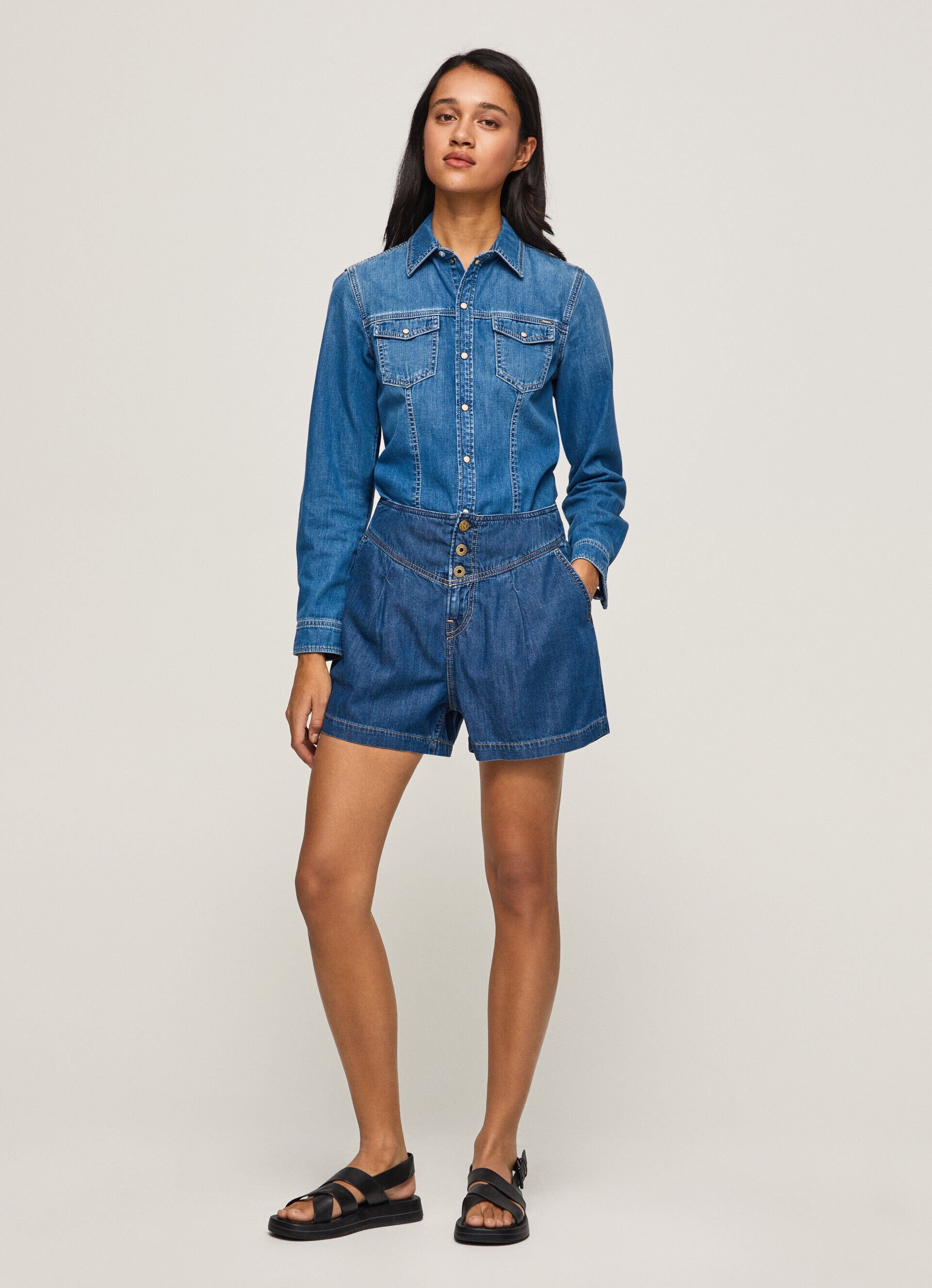 CALÇA JEANS CURTA FLARE - jeans