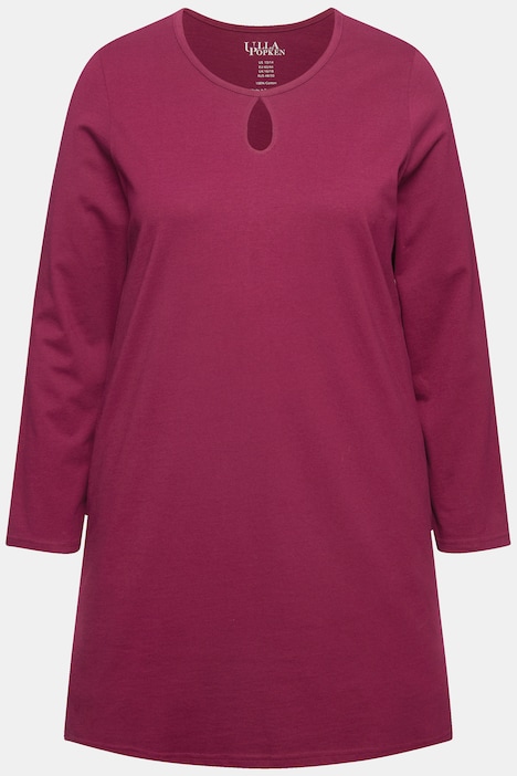 Longshirt, A-Linie, Keyhole, Rundhals, Langarm