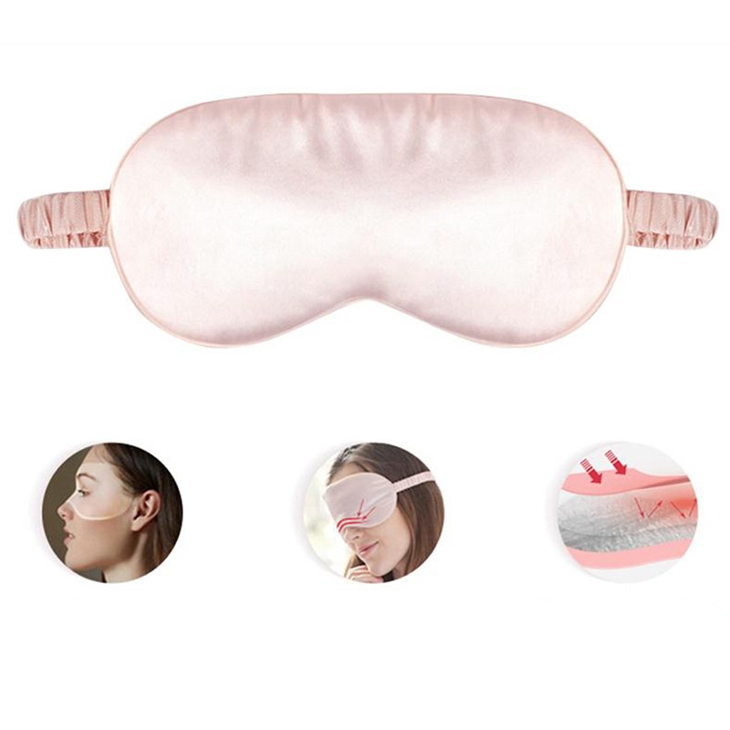 (Ø20cm) Elastische Augenmaske Satin Schlafmaske Licht Blockierende Nachtmaske Augenbinde - Weiss