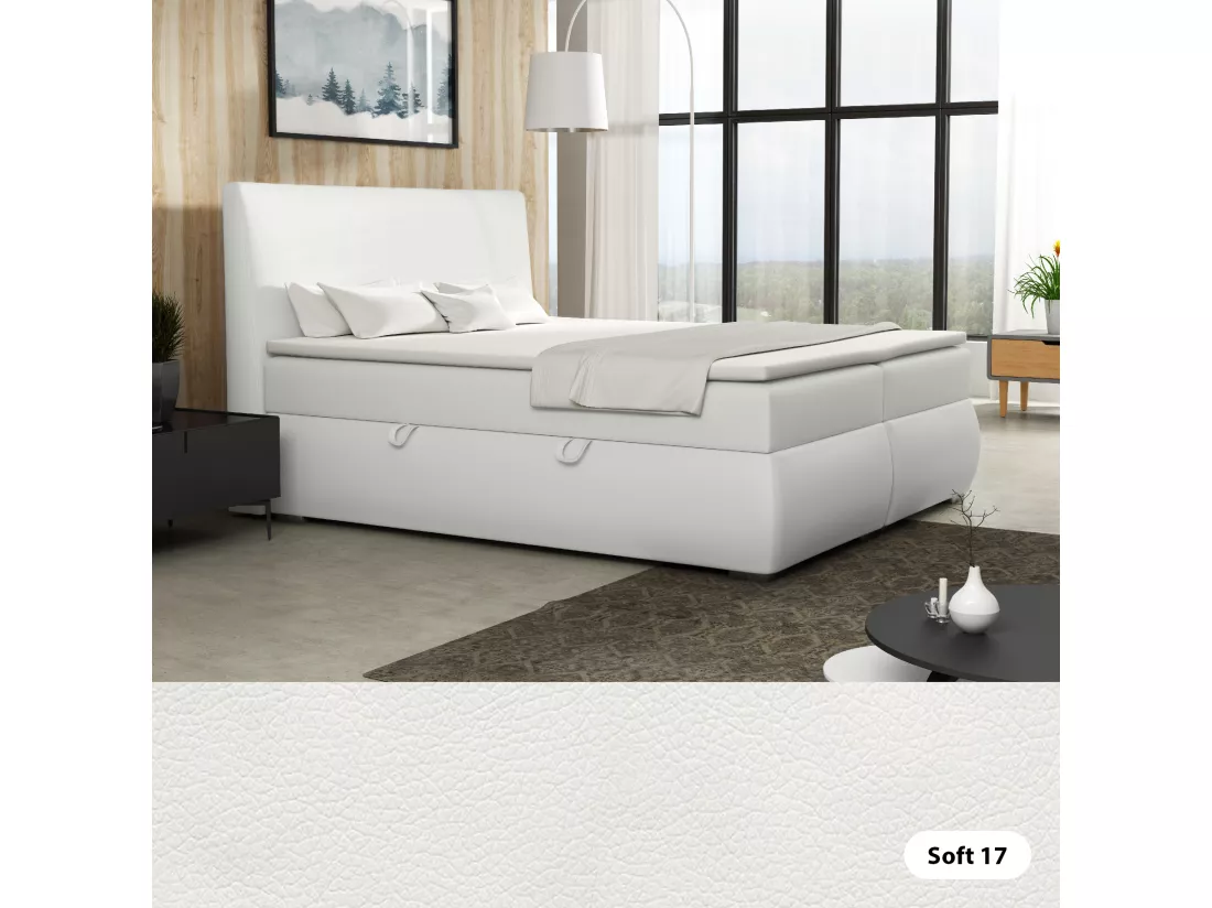 LIT BOXSPRING avec tiroirs de rangement Buffalo 160x200 cm, Soft 17 (Blanc)