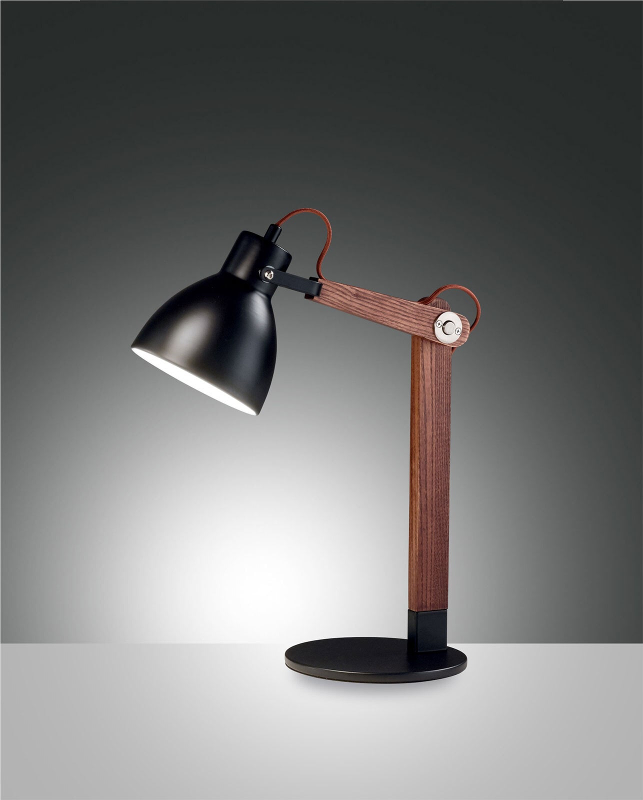 FABAS LUCE Retrofit Schreibtischlampe SVEVA Walnuss