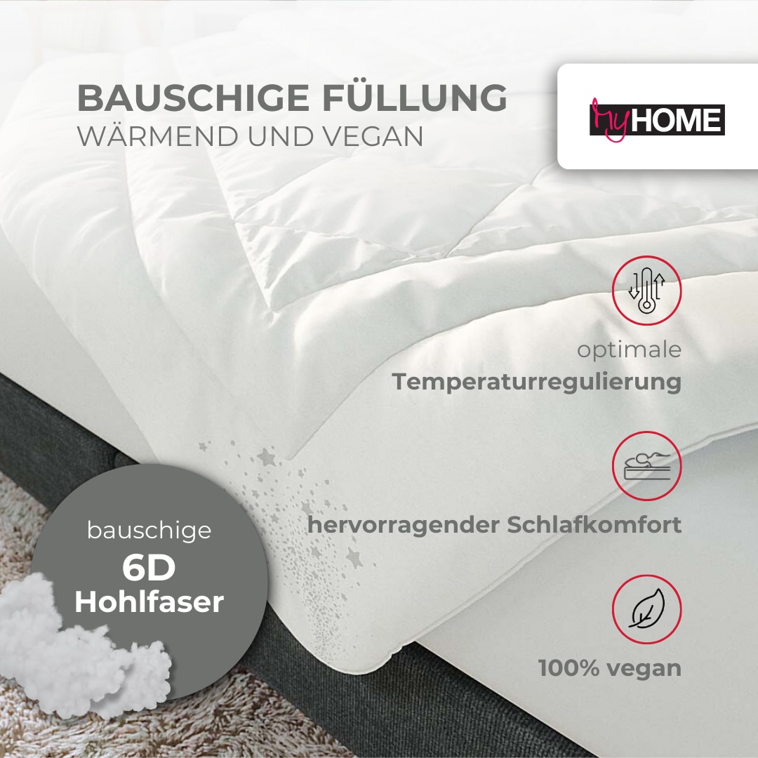 my home Microfaserbettdecke »Baca, Bettdecke 135x200 cm, 155x220 cm und weitere Grössen« leicht Füllung aushochwertiger6D-Hohlfaser Bezug Polyester 1 Stk. tlg. Bettdecken, Sommer, Winter, 4-Jahreszeiten, Decke