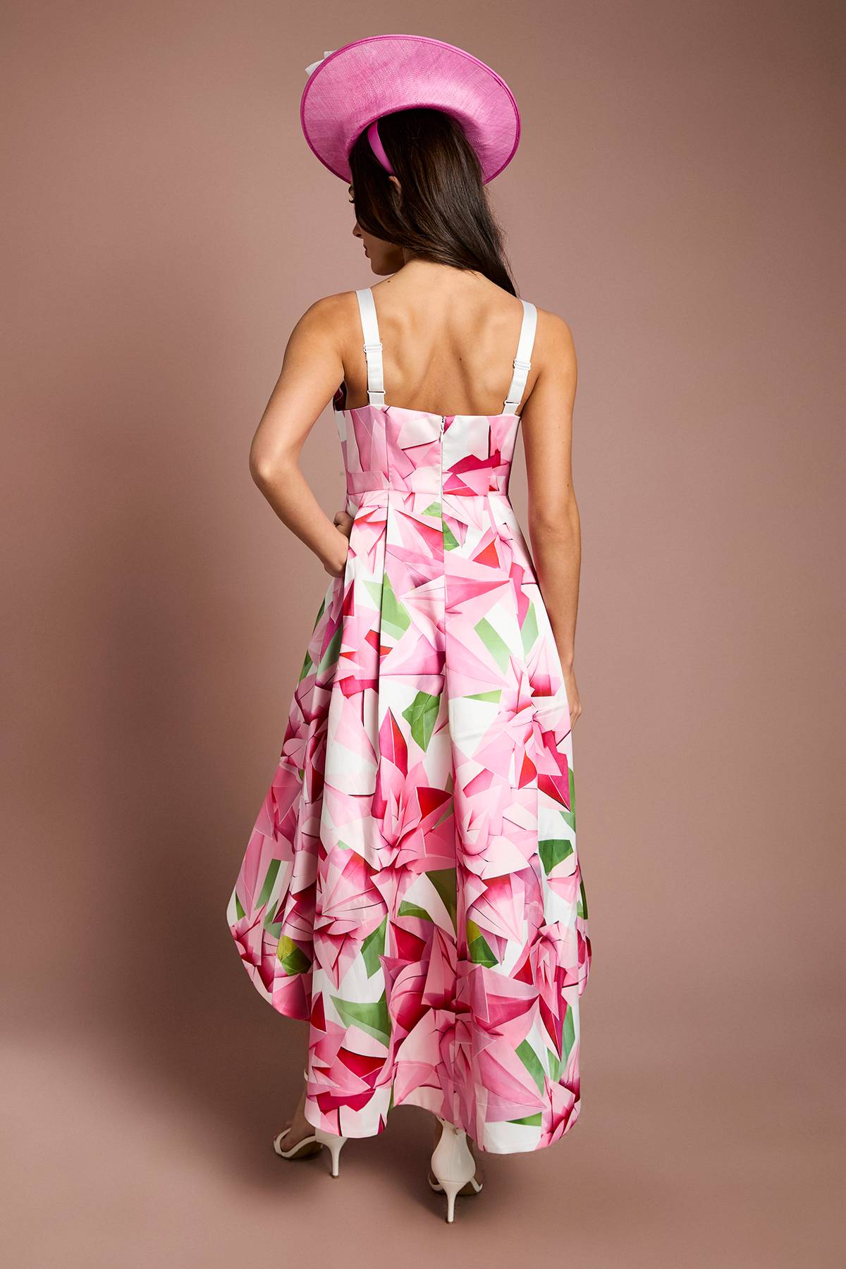 Coast Robe Midi Lisa Imprimée Florale Beige Avec Nœud Détail