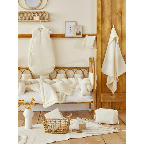 Couverture peluche gaze & microfibre mousse de lait - Mix&Match - BB&CO