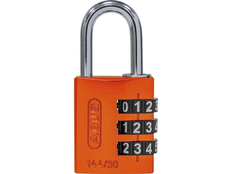 Abus Zahlenschloss 144/30 B/DFNLI Orange Aluminium Vorhangschloss mit einstellbarem Zahlencode