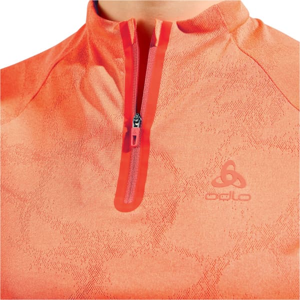T-shirt running ODLO W ASCENT CHILLTEC POLO S/S LIVING CORAL MELANGE