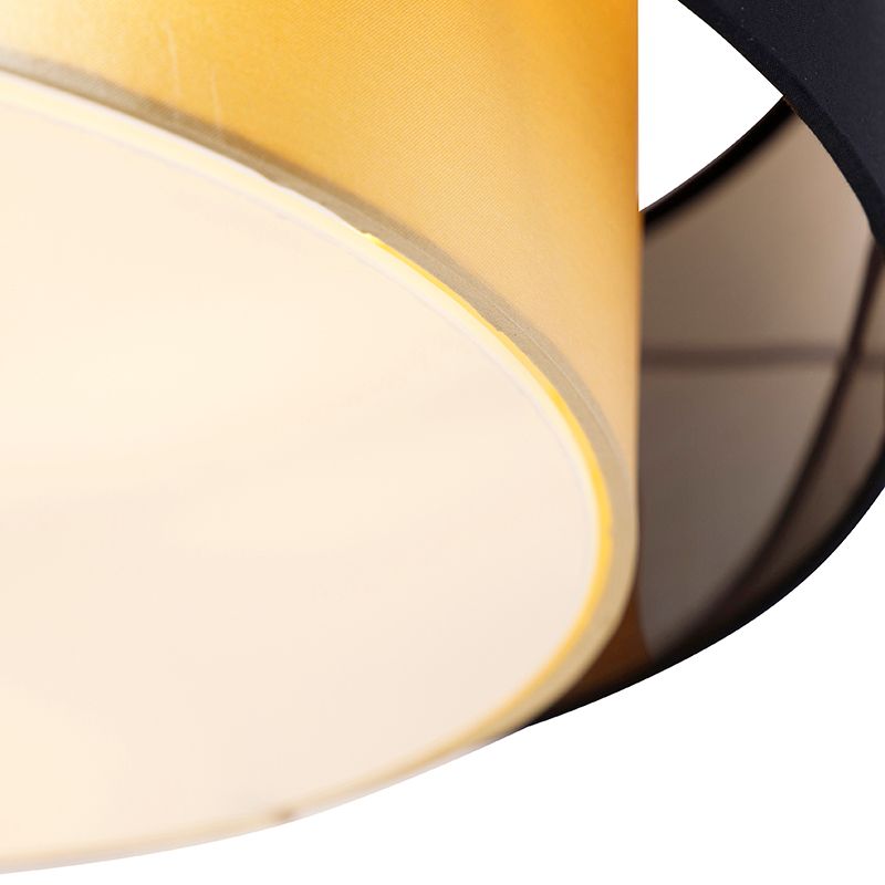 Moderne plafondlamp zwart met goud 50 cm 3-lichts - Drum Duo