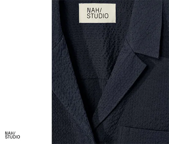 NAH/STUDIO Seersucker-Bluse | Baumwolle, Navy