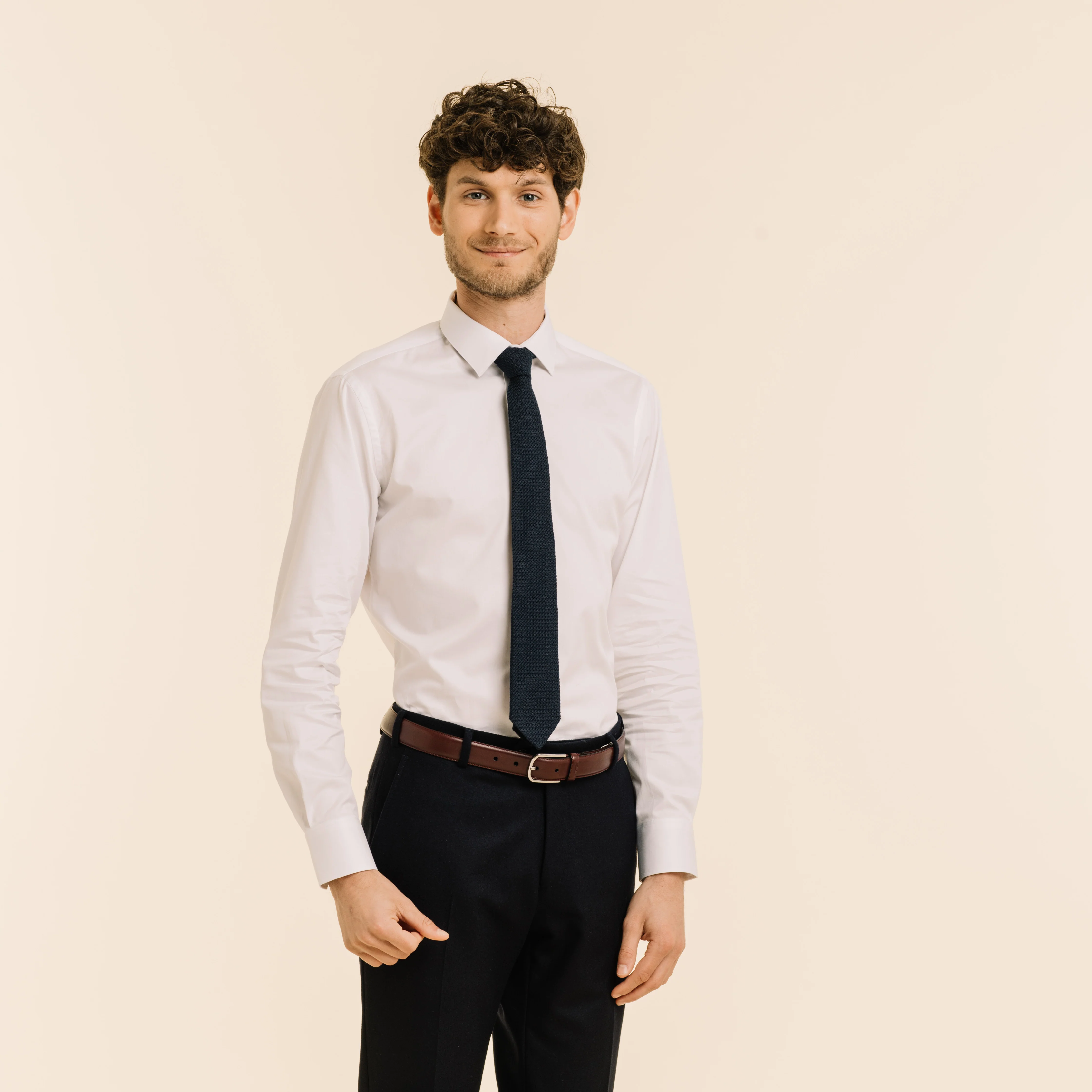 Navy blue tie in grenadine silk and cotton