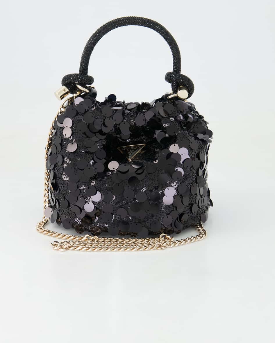 Guess Holiday Shine Top Handle Pouch Umhängetasche in Schwarz