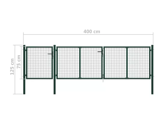 Portail de jardin Acier 400 x 75 cm Vert
