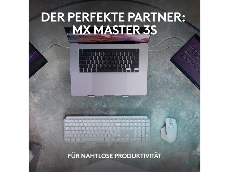 Logitech Tastatur MX Keys S CH-Layout Komfortable Tastatur mit Multi-Device Kopplung und intelligenter Beleuchtung