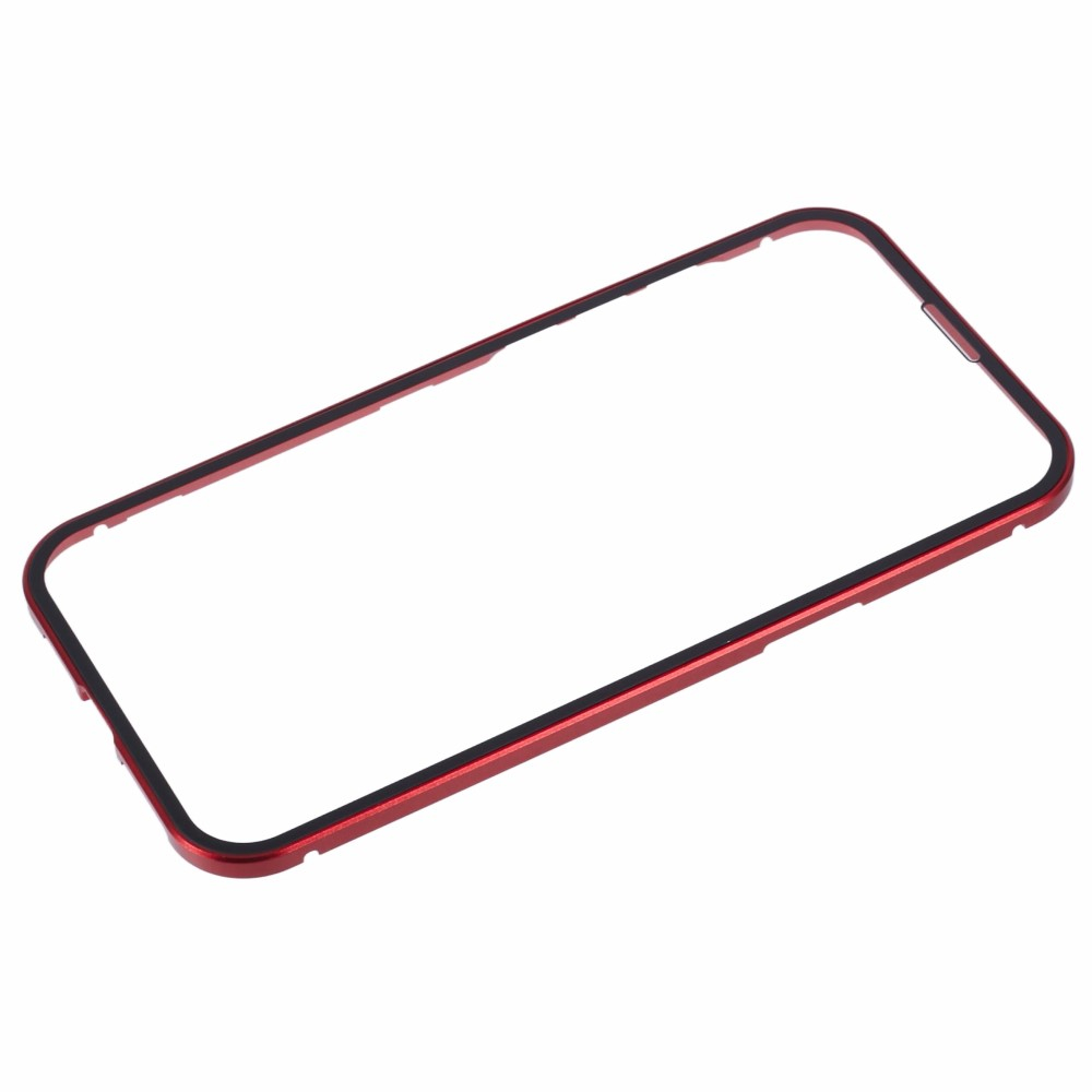 iPhone 16 Magnetische Alu Schutzhülle mit Panzer Glas Backcover   Displayschutz (Magnet-Technologie) - Rot