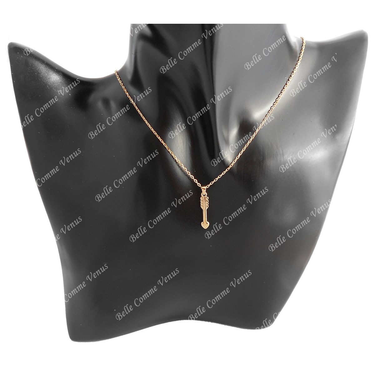 Collier coeur flèche d'amour Plaqué OR 750 3 microns