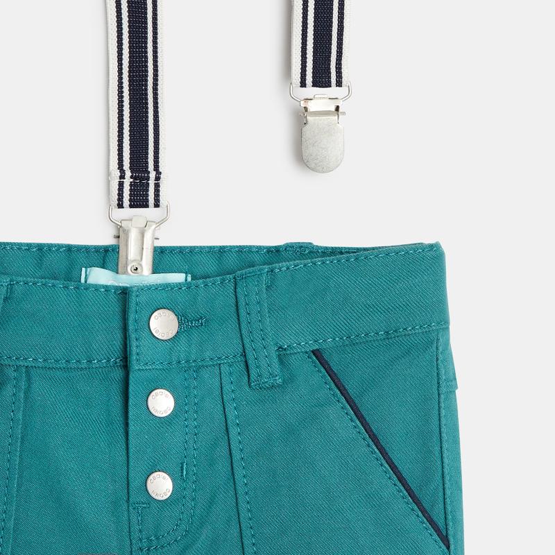 Pantalon modulable coton fantaisie à bretelles bleu bébé garçon Bleu