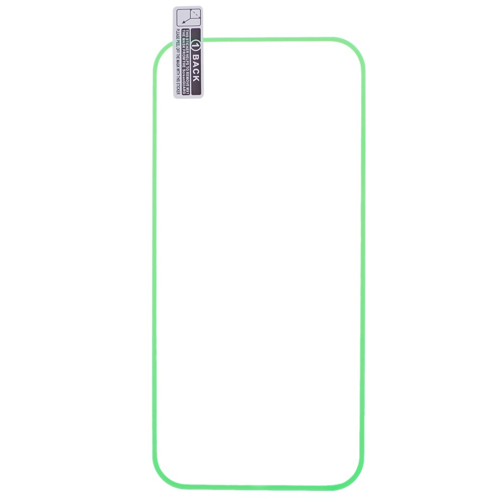 iPhone 14 Pro Max Full-Screen Vollbild Glas Fluoreszierender Display Schutz mit Leuchtendem Alu Rahmen - Grün / Transparent