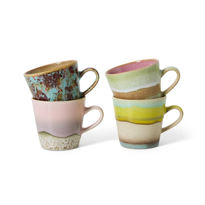 HKliving - 70's Americano Tassen, 260 ml, rococo (4er-Set)