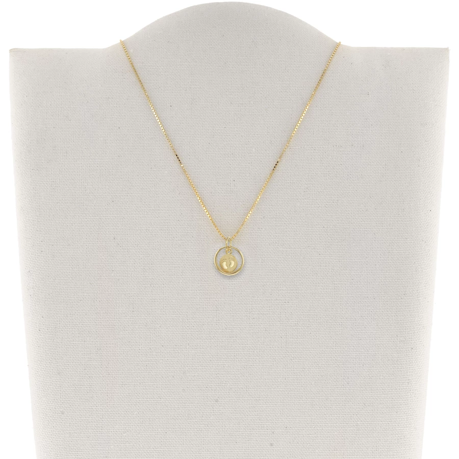 trendor Taufring Babyfüße Gold 585  14 Karat mit vergoldeter Kette gold