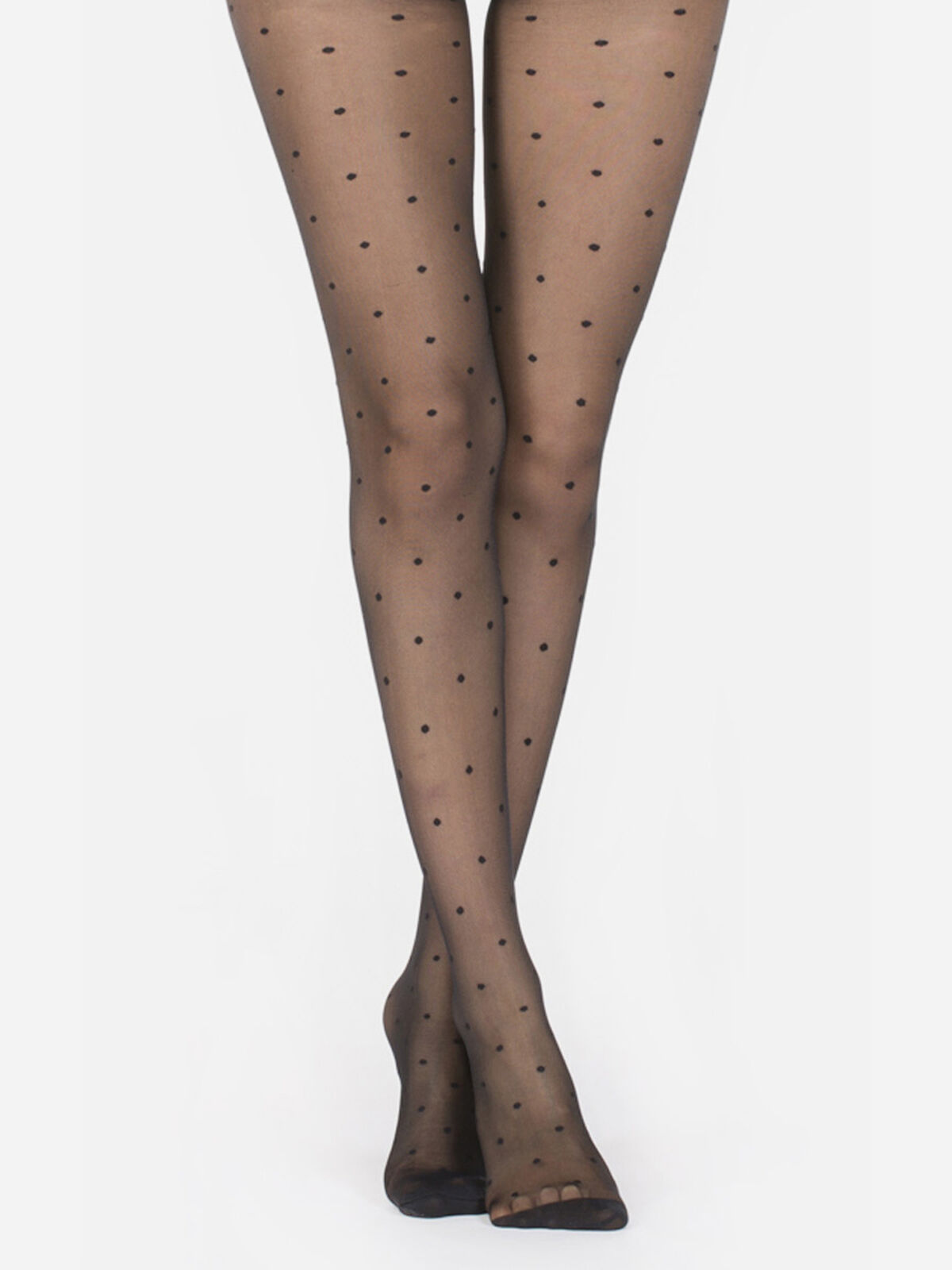 Collants semi-opaques à petits pois- Noir