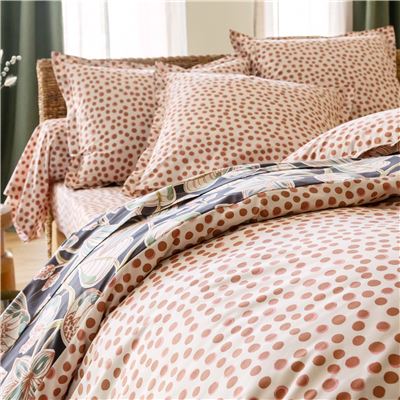 Linge de lit percale motif feuillage - BECQUET CRÉATION