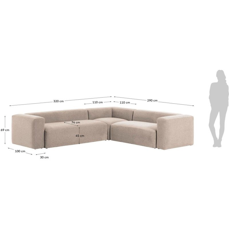 Canapé d’angle Blok 5 places beige 320 x 290 cm