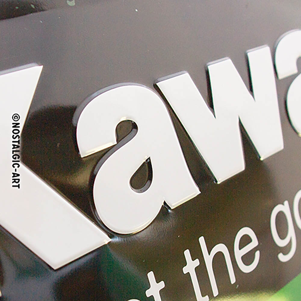 nostalgic art - Plaque Vintage Kawasaki - Genuine Noir / Vert / Blanc