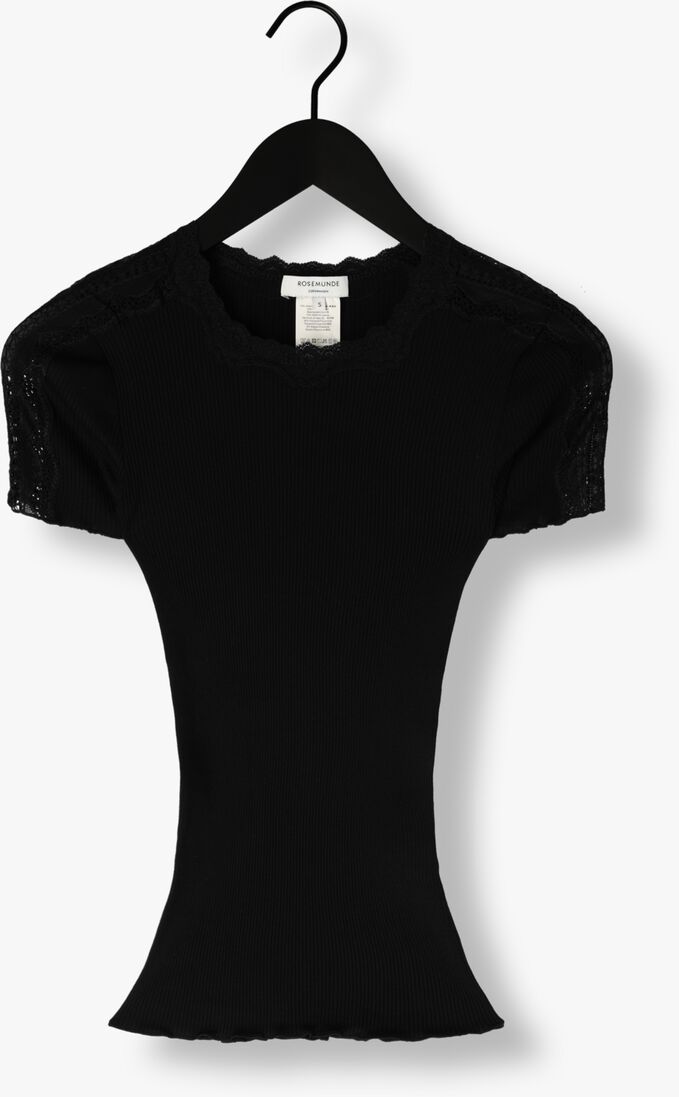 ROSEMUNDE zwarte rosemunde t-shirt benita silk t-shirt w/ lace