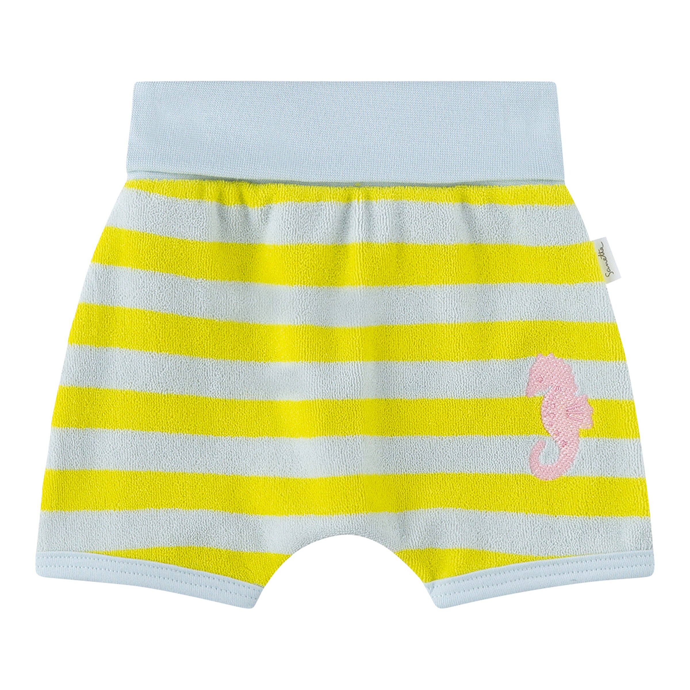 Sanetta Pure Frottee-Shorts Ringel Seepferdchen hellblau/gelb