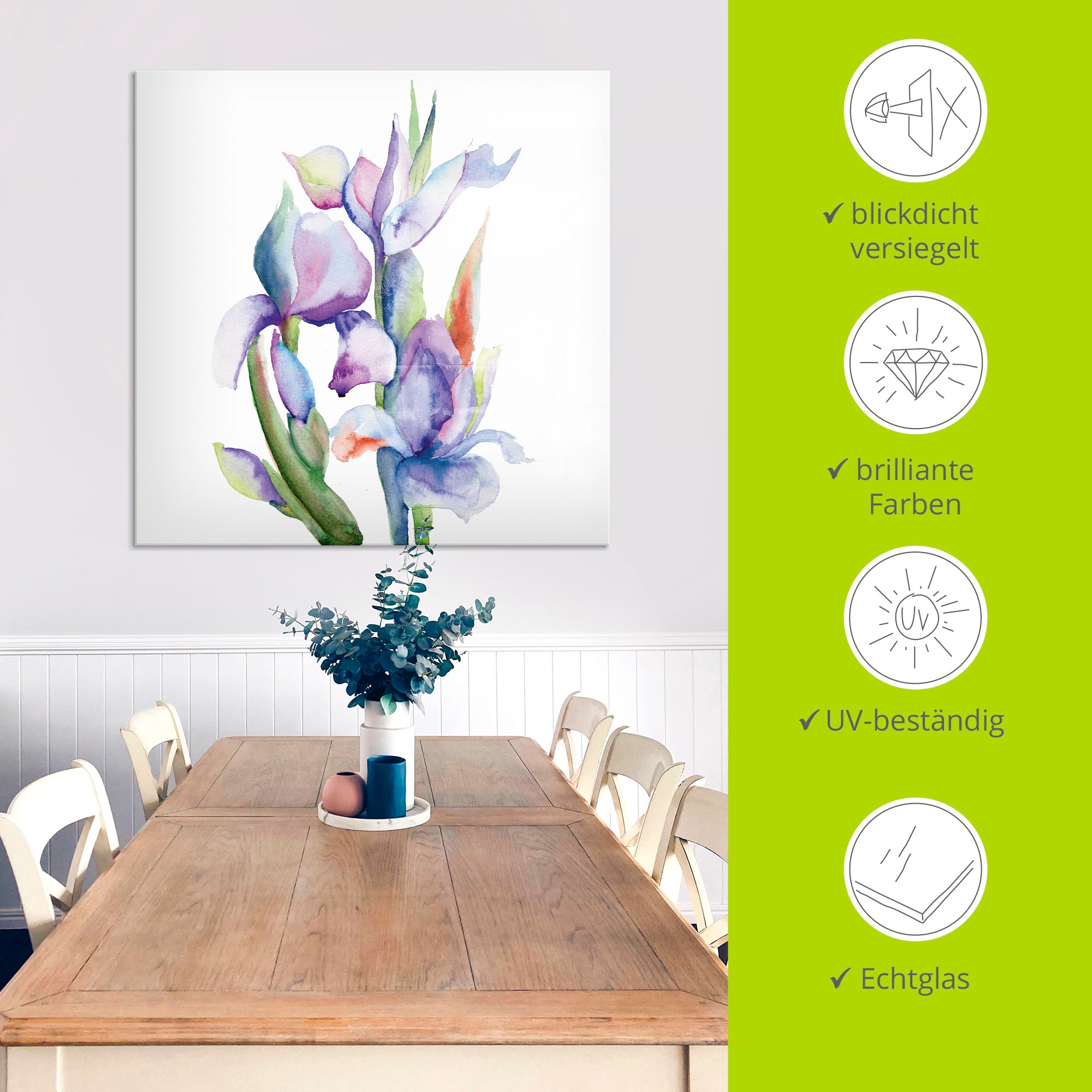 Artland Glasbild »Iris« Blumen 1 Stk. tlg. in verschiedenen Grössen