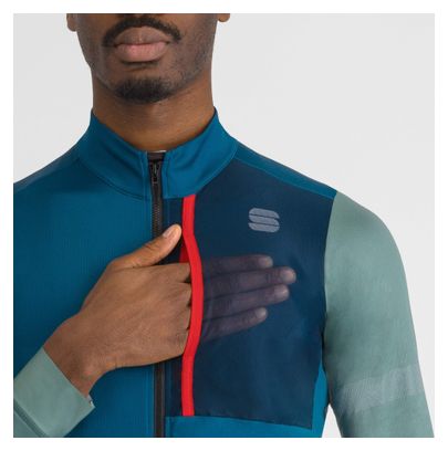 Maillot Manches Longues Sportful Supergiara Thermal Bleu/Vert