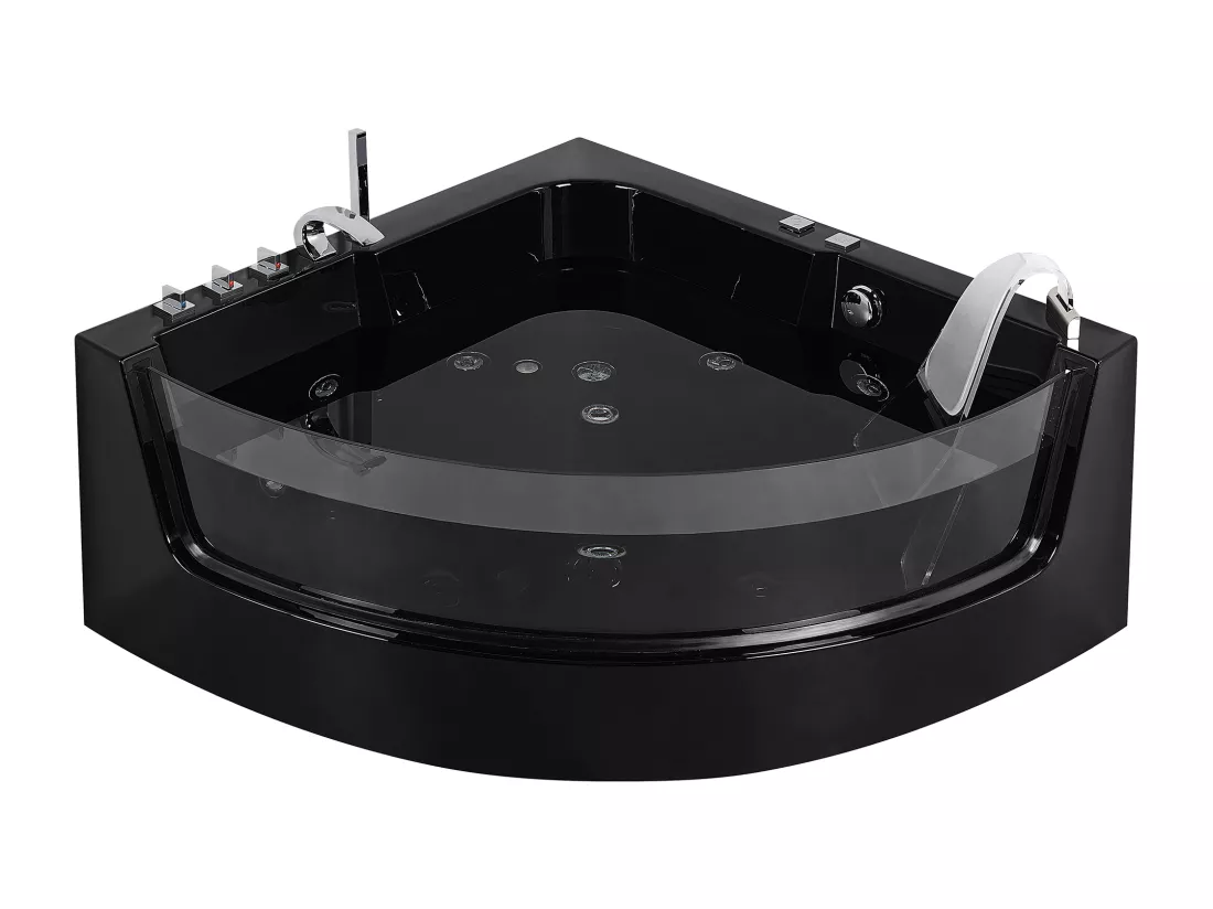 Baignoire d'angle noire 190 x 135 cma vec LED MARINA