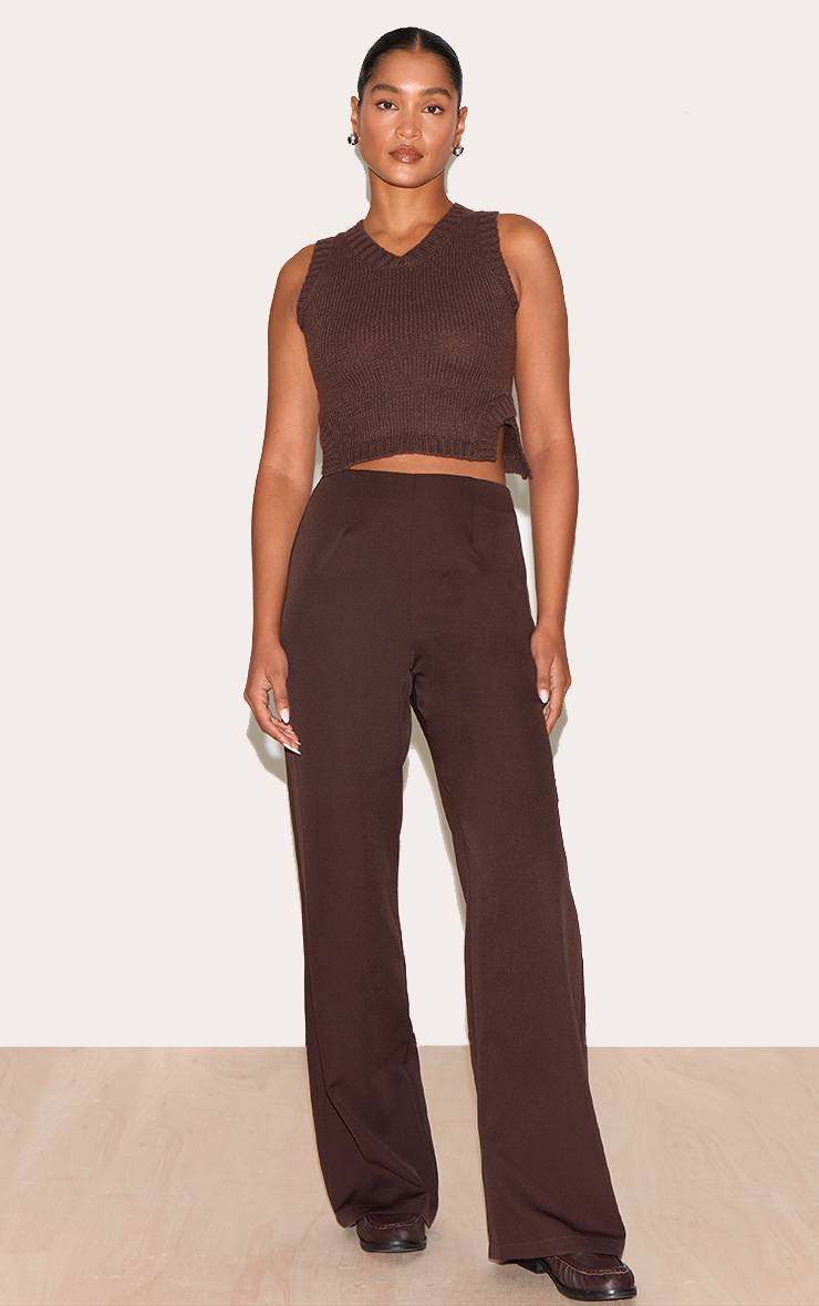 Deep Chocolate Gilet Côtelé En Maille