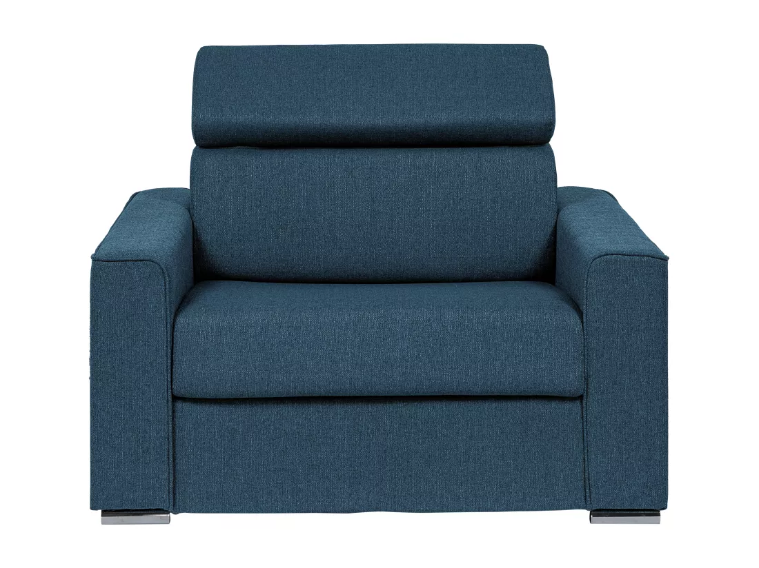 Fauteuil convertible express en tissu bleu - Couchage 70 cm - Matelas 14 cm - VIZIR