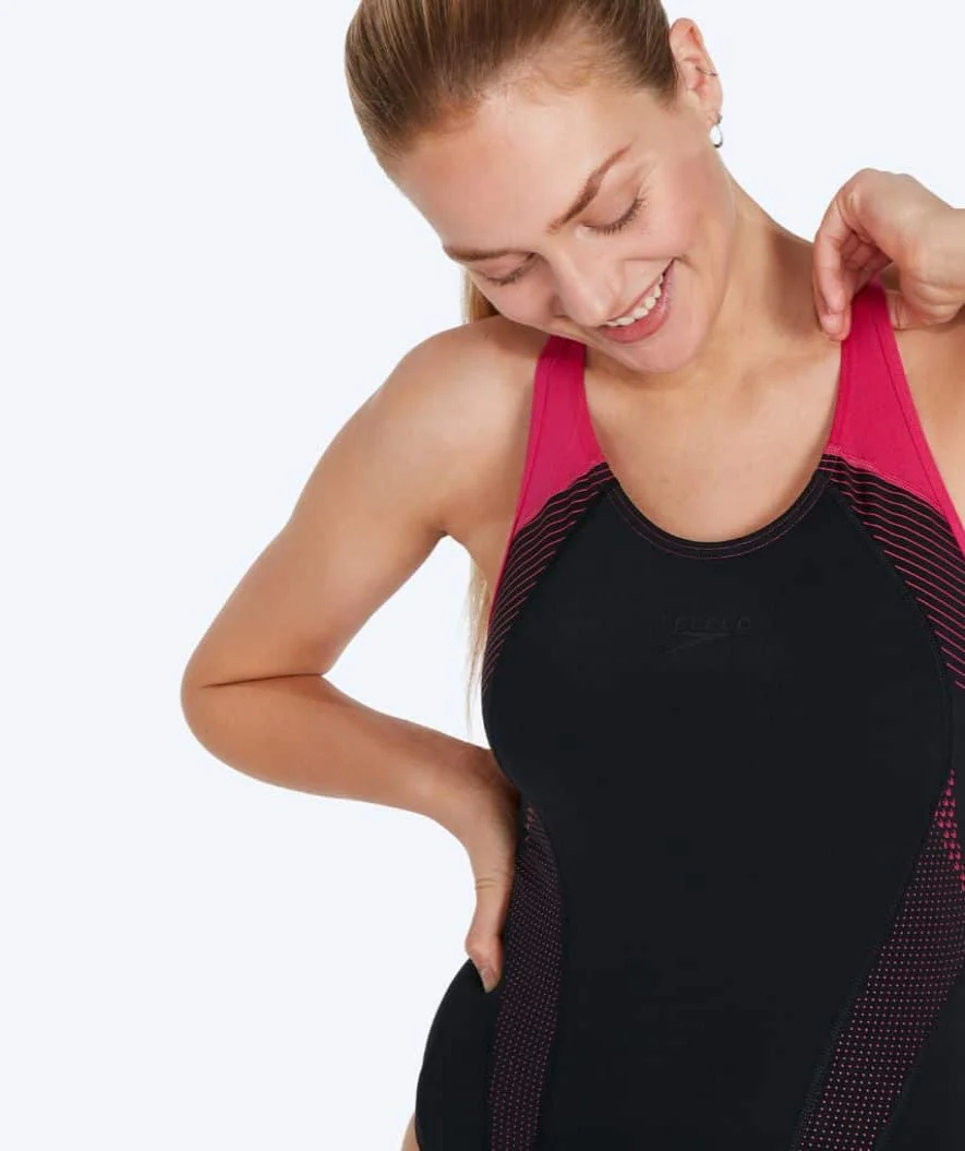 Speedo badedragt til damer - Placement Laneback - Sort/rød