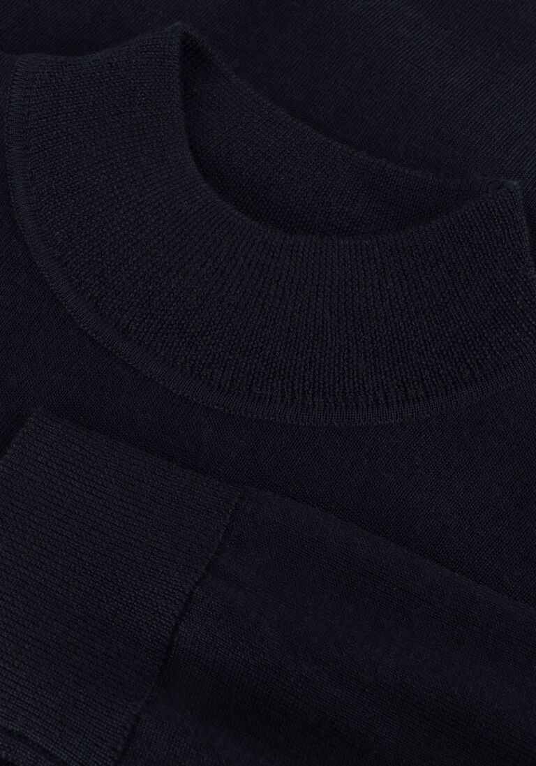 donkerblauwe profuomo coltrui pullover mock neck merino