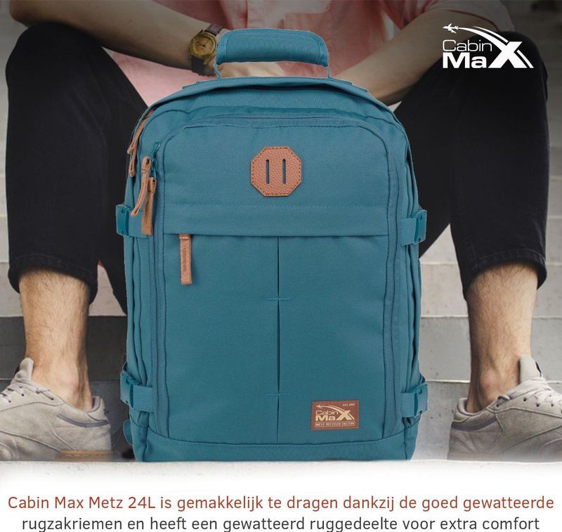 CabinMax - Metz - Reistas - Zwart - 24 Liter - Handbagage