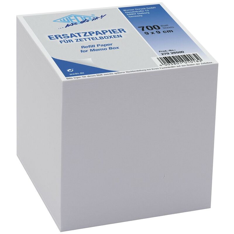 Wedo Ersatzzettel für Zettelbox, 9 x 9 cm, weiss