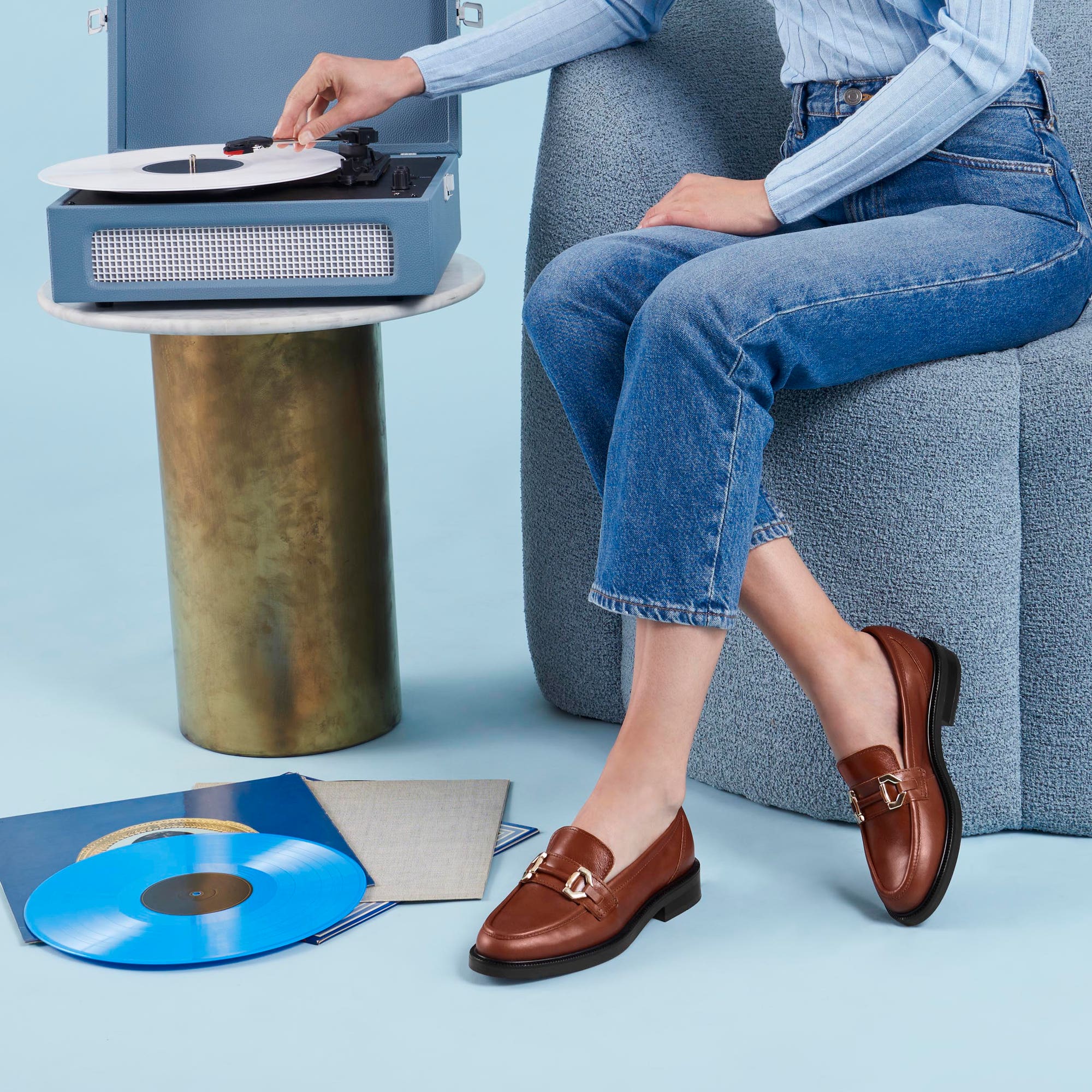 Mocassins Femme en cuir cognac