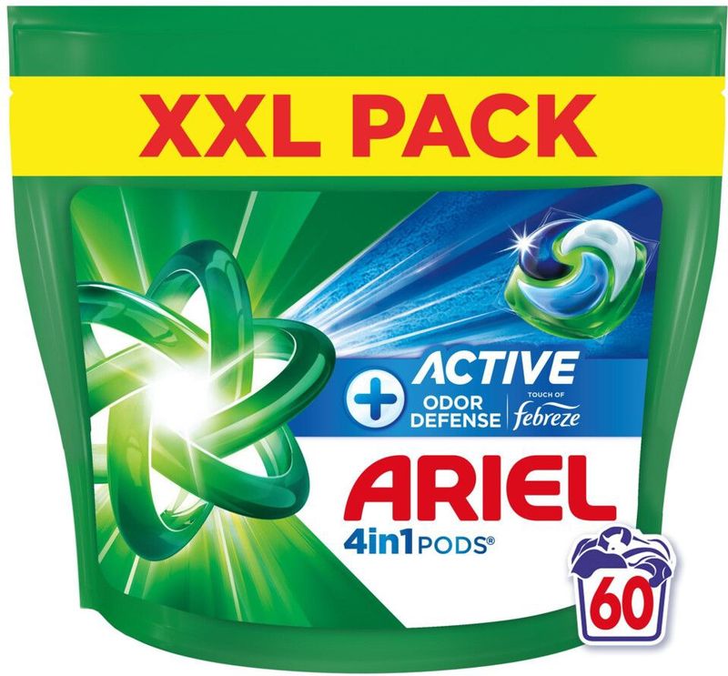 Ariel - 4in1 Pods - Wasmiddelcapsules - 60 Wasbeurten - Actieve Geurbestrijding
