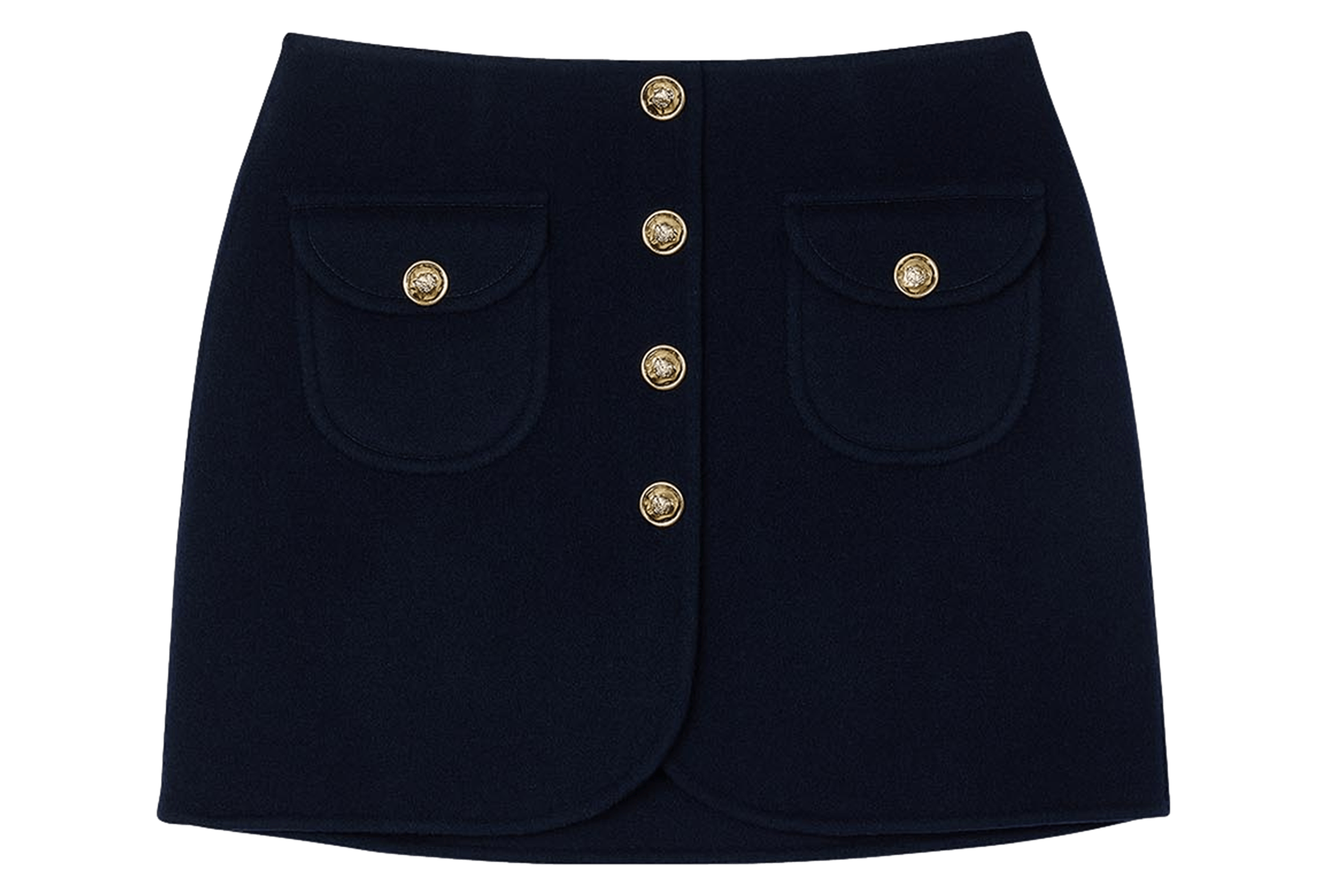 Jupe courte en laine double face | Bleu