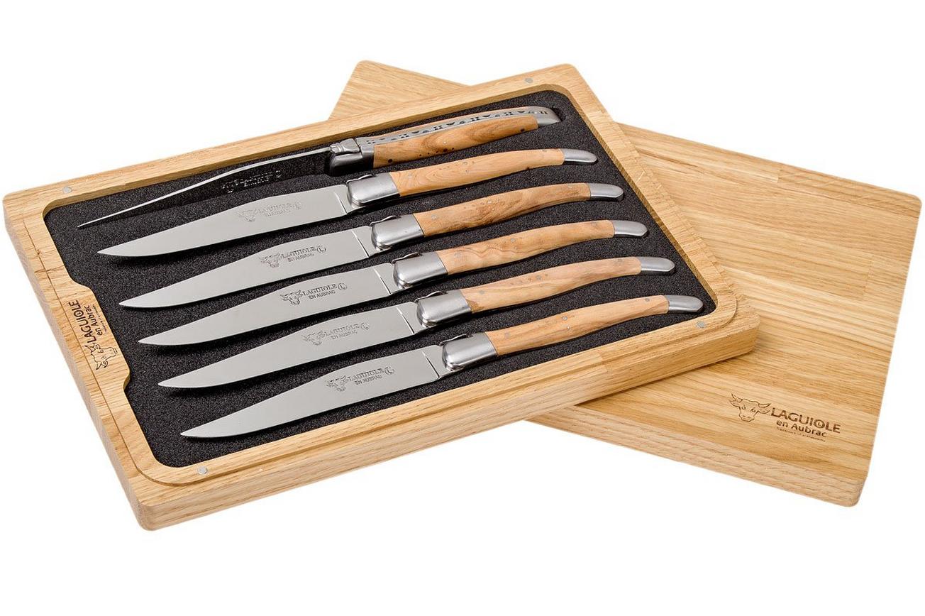 Laguiole en Aubrac steakmesset 6-delig olijfhout