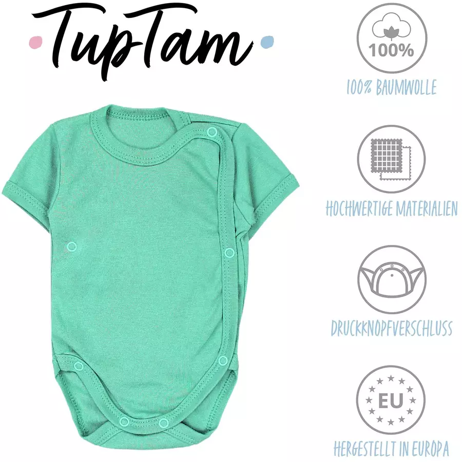 TupTam Baby Jungen Kurzarm Wickelbody 5er Set blaugrün