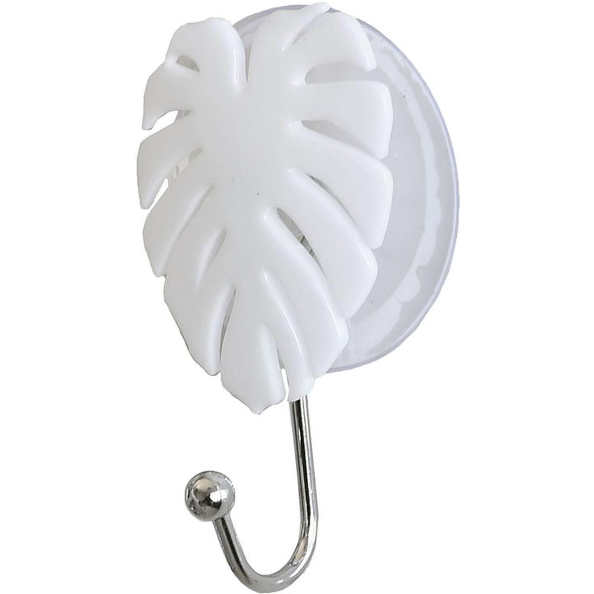 PATERE FEUILLE PS SUR VENTOUSE BLANC