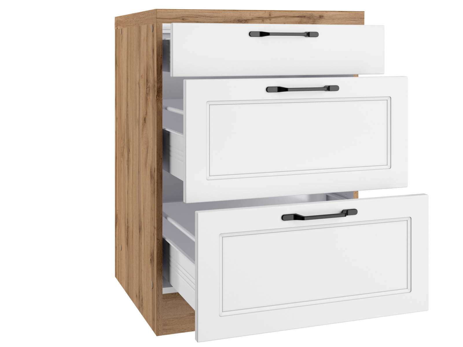 Unterschrank MERAN - weiß - Wotaneiche - 60 cm