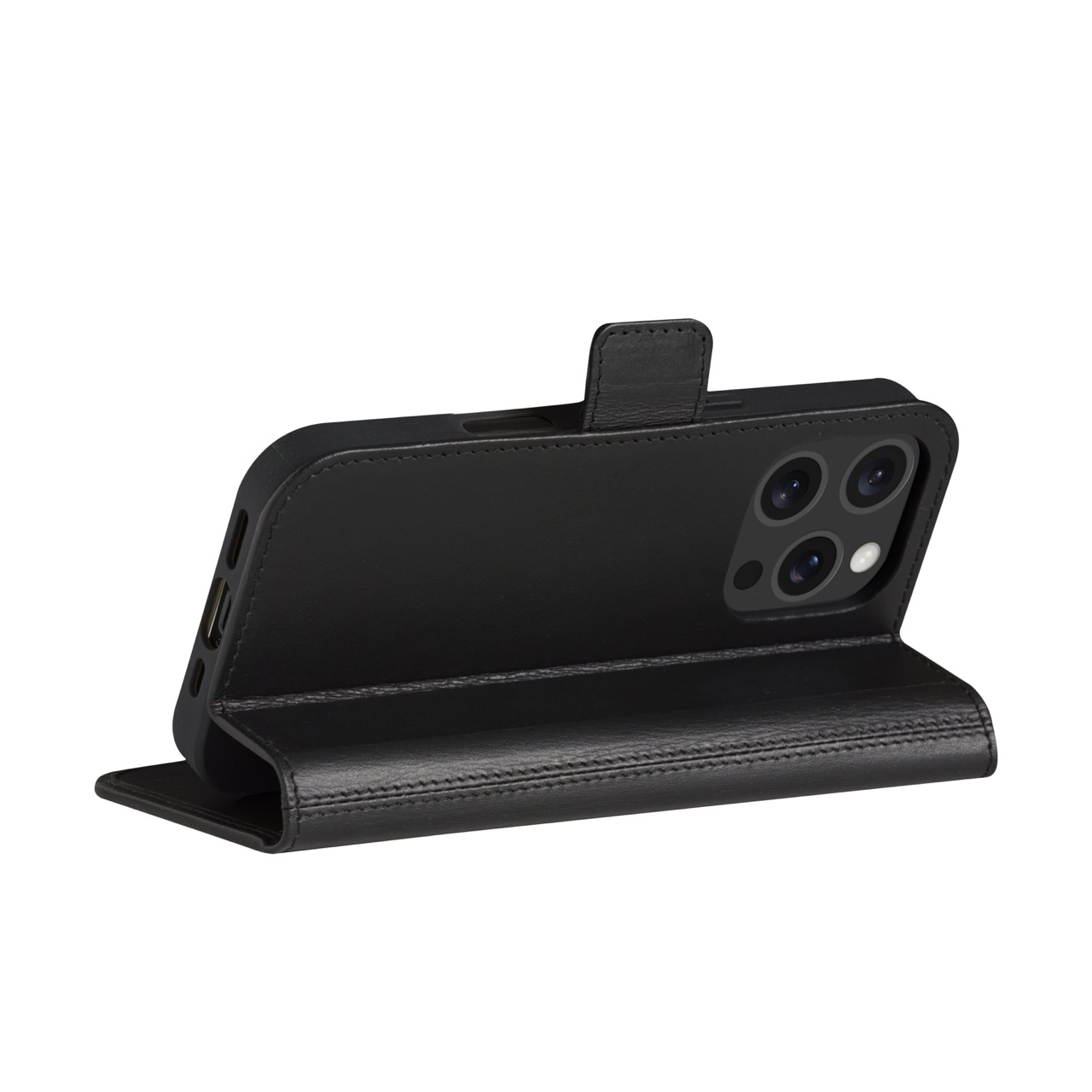 iPhone 16 Pro Echtleder Tasche mit RFID Schutz Copenhagen (CO61GTBL6204) - Schwarz