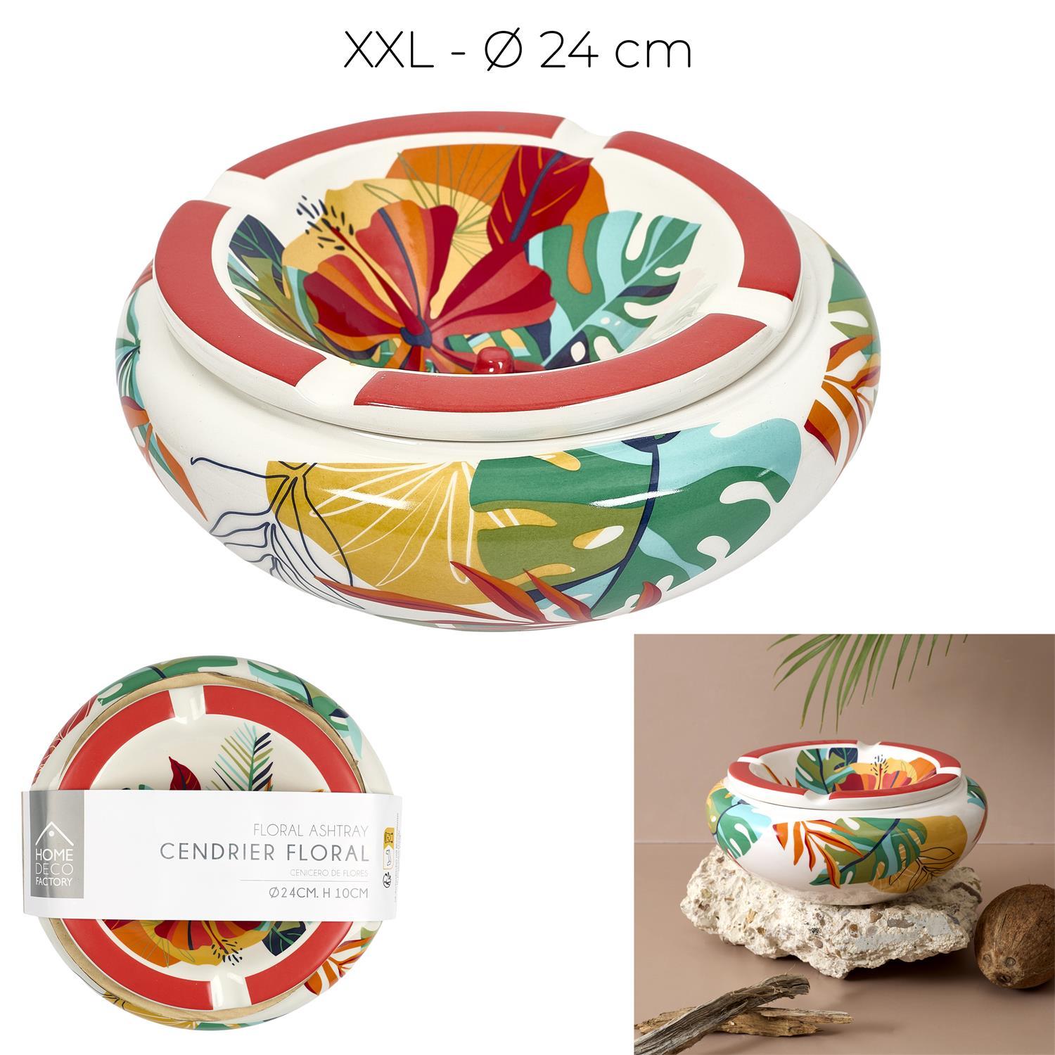 CENDRIER FLORAL CERAMIQUE XXL