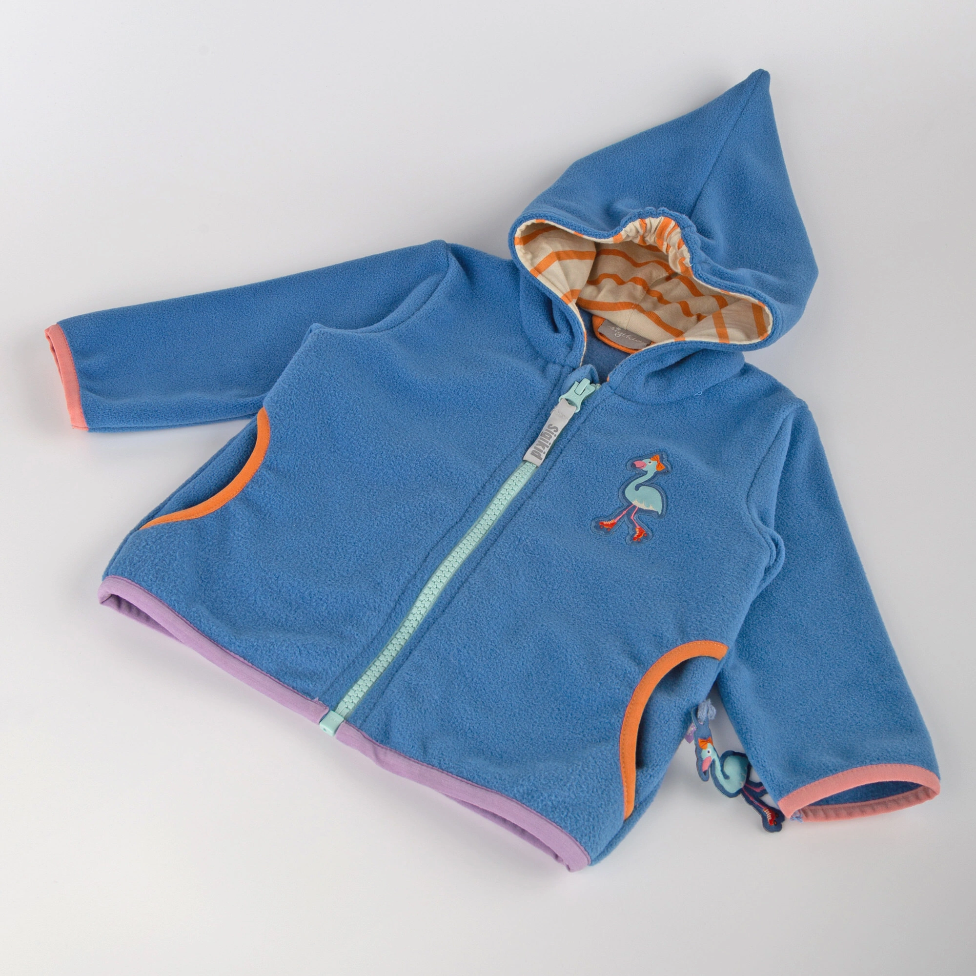 Kapuzen-Fleecejacke B - SKATING FLAMINGO in blau