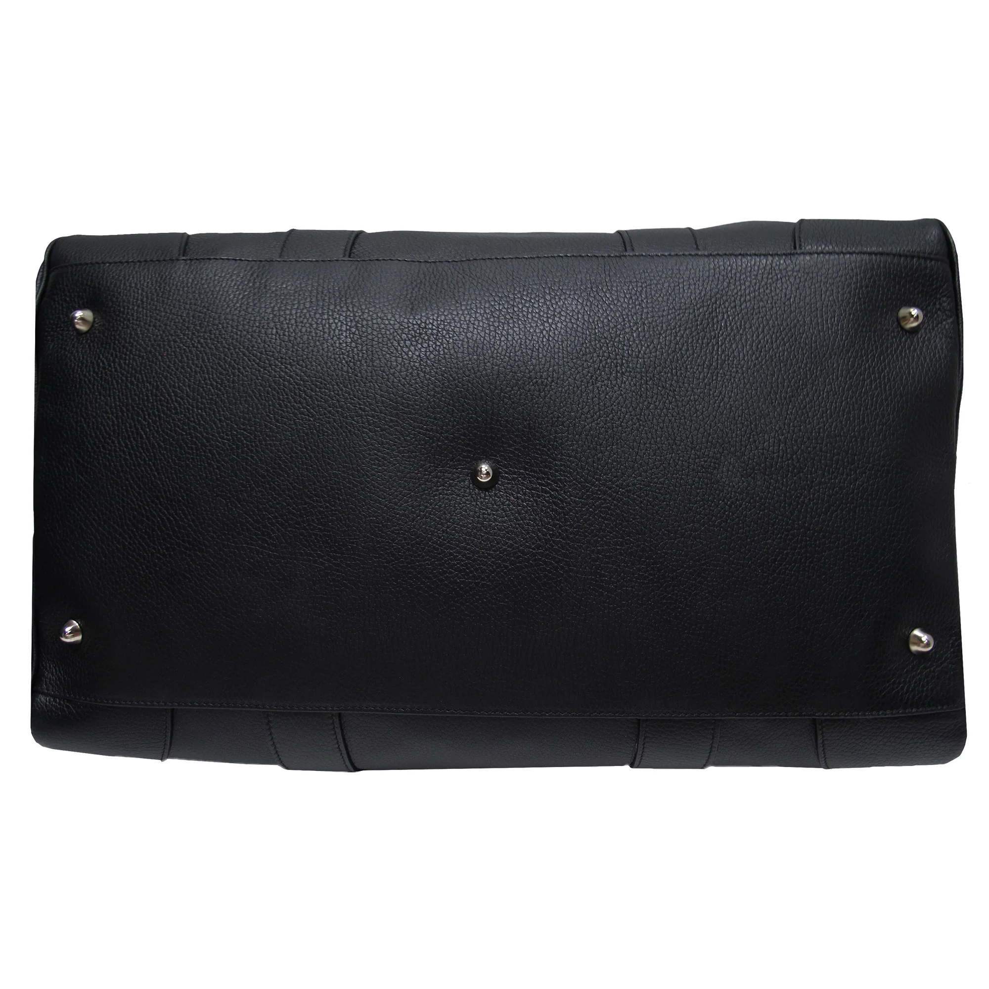 Sac week-end de voyage en cuir noir grainé